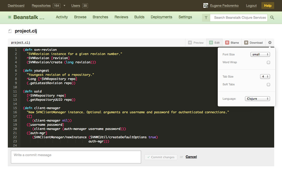 Built-in code editor