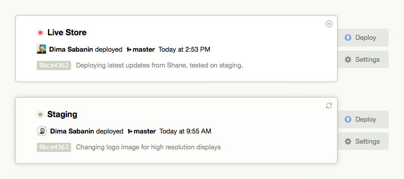 Deployment environments